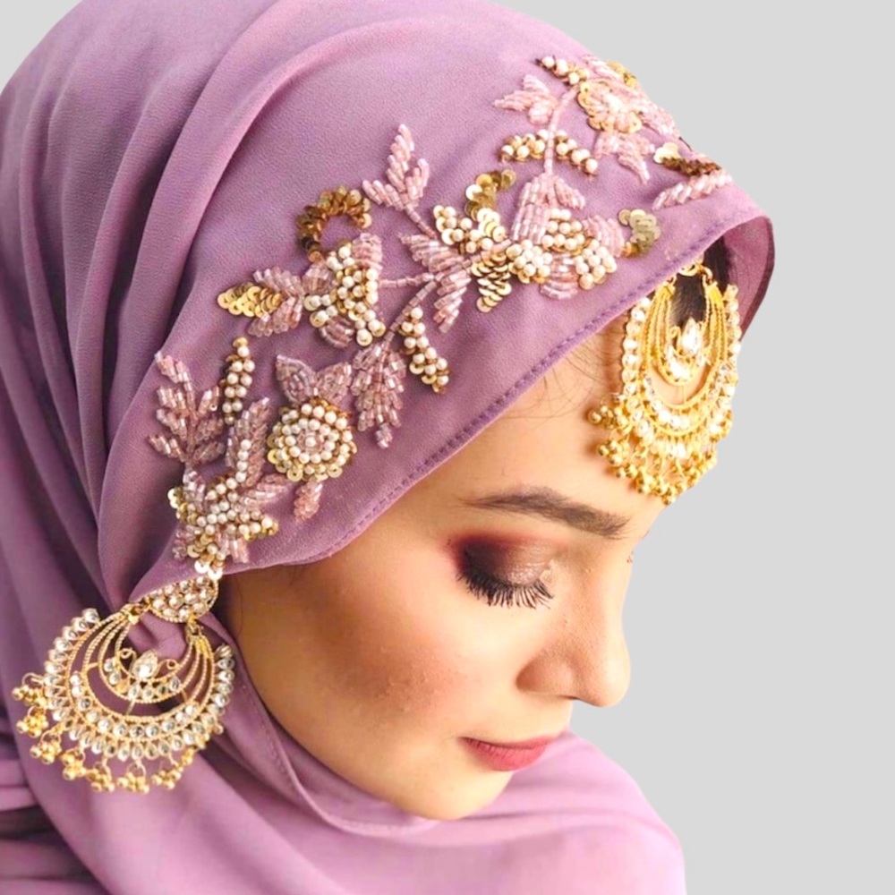 Luxury Hijab- intricately handcrafted with embellishments.